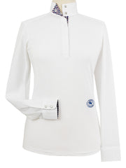 Tricolor Ladies Talent Yarn Straight Collar Long Sleeve Show Shirt