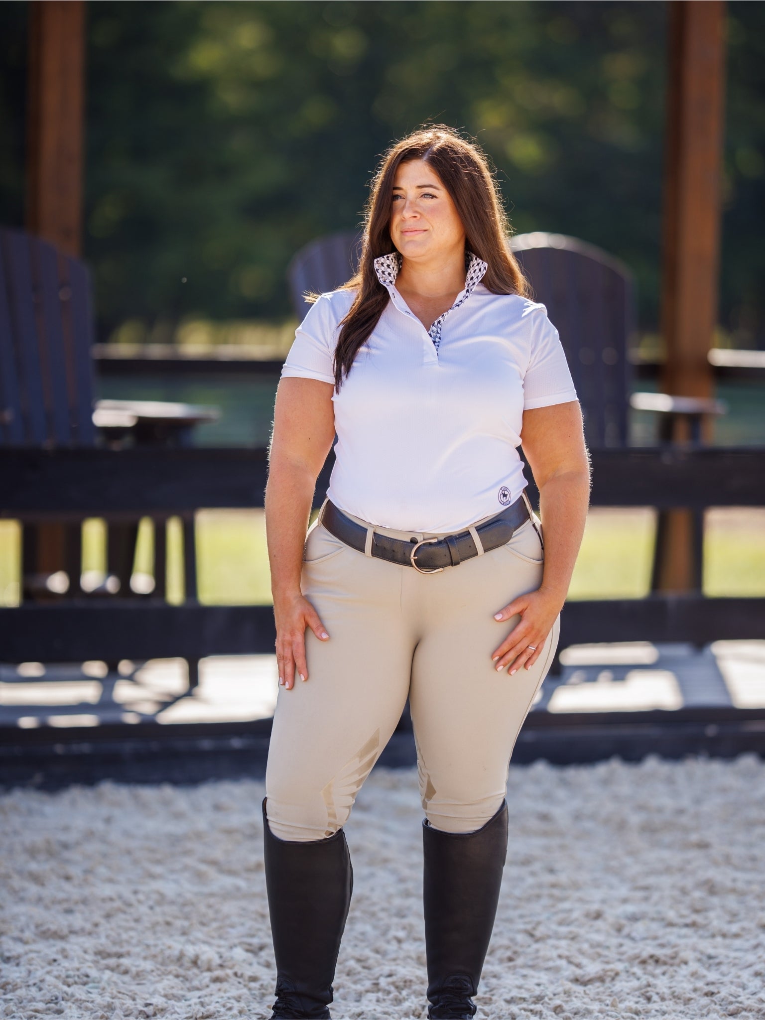 Geometric Ladies Talent Yarn Straight Collar Short Sleeve Show Shirt - Black