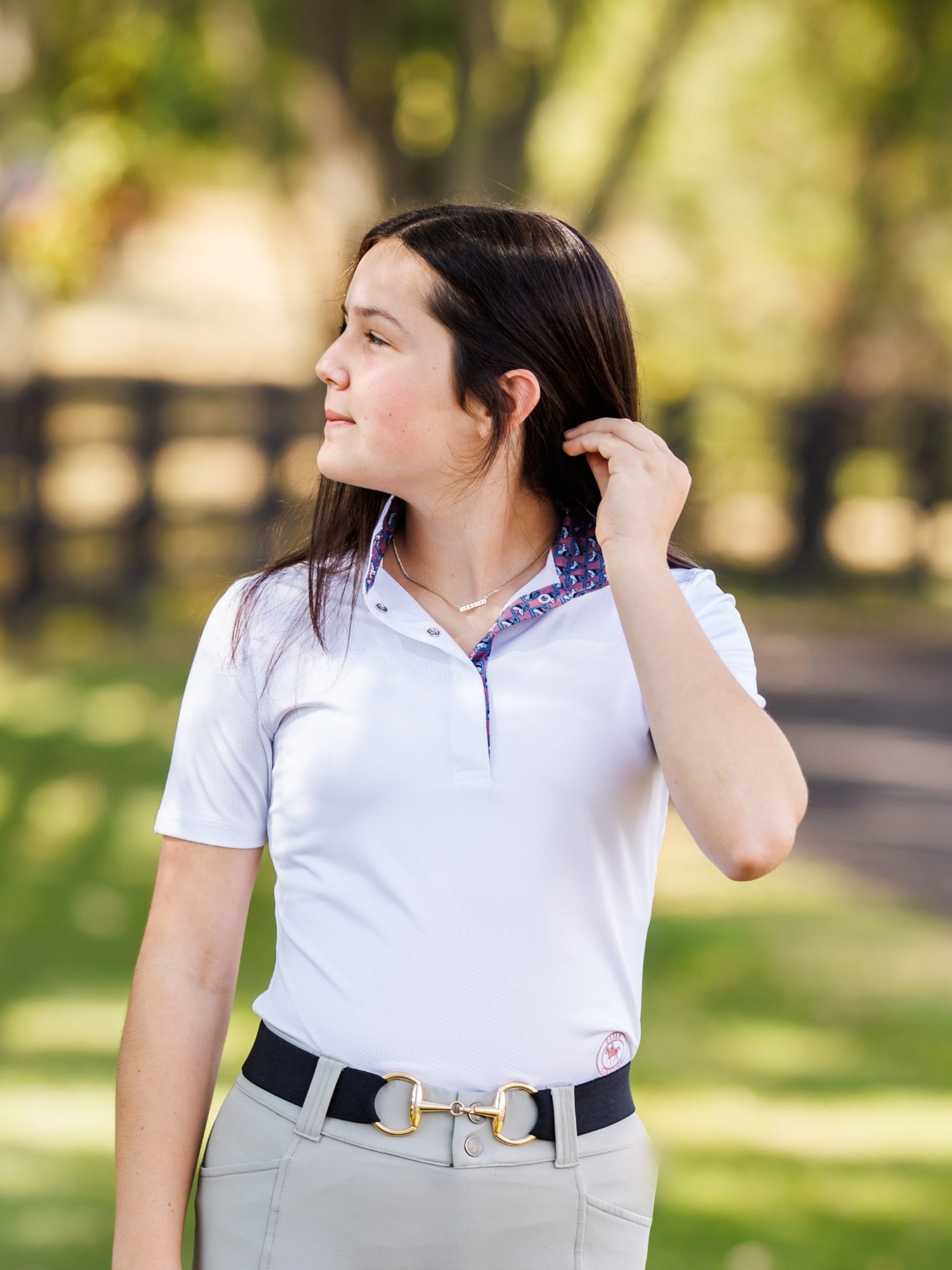 Stirrup Talk Ladies Talent Yarn Straight Collar Short Sleeve Show Shirt