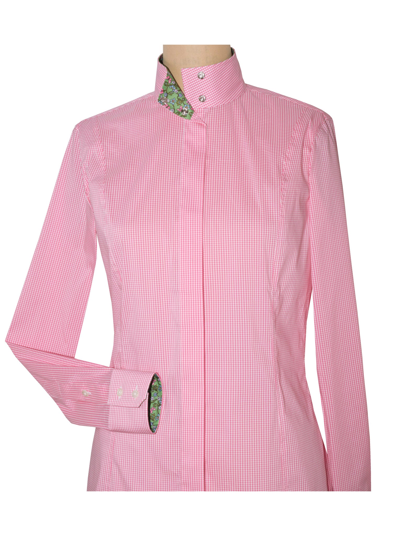 Isabel Pink Gingham Mariposa Ladies Fitted Straight Collar Show Shirt