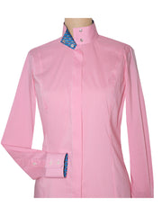 Isabel Pink Gingham Owl Ladies Fitted Straight Collar Show Shirt