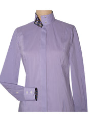 Isabel Violet Gingham Papillon Ladies Fitted Straight Collar Show Shirt