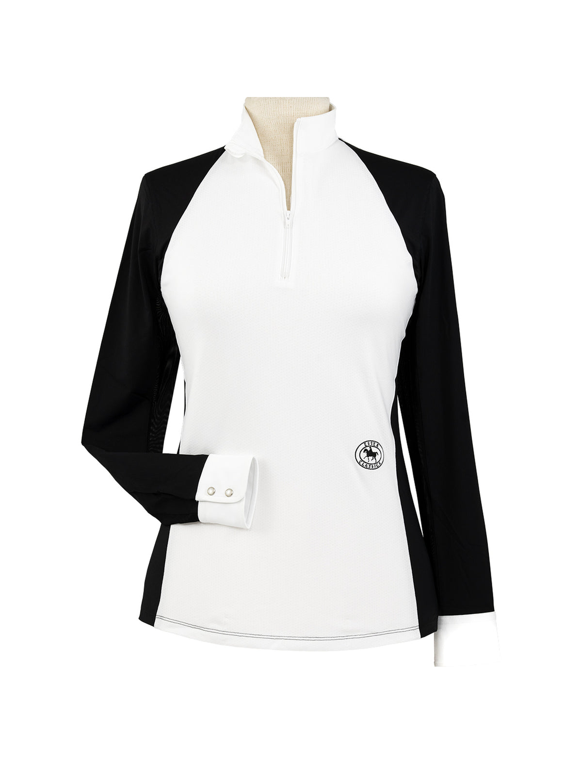 Ladies "Claire" Zip Collar Long Sleeve Show Shirt - Black