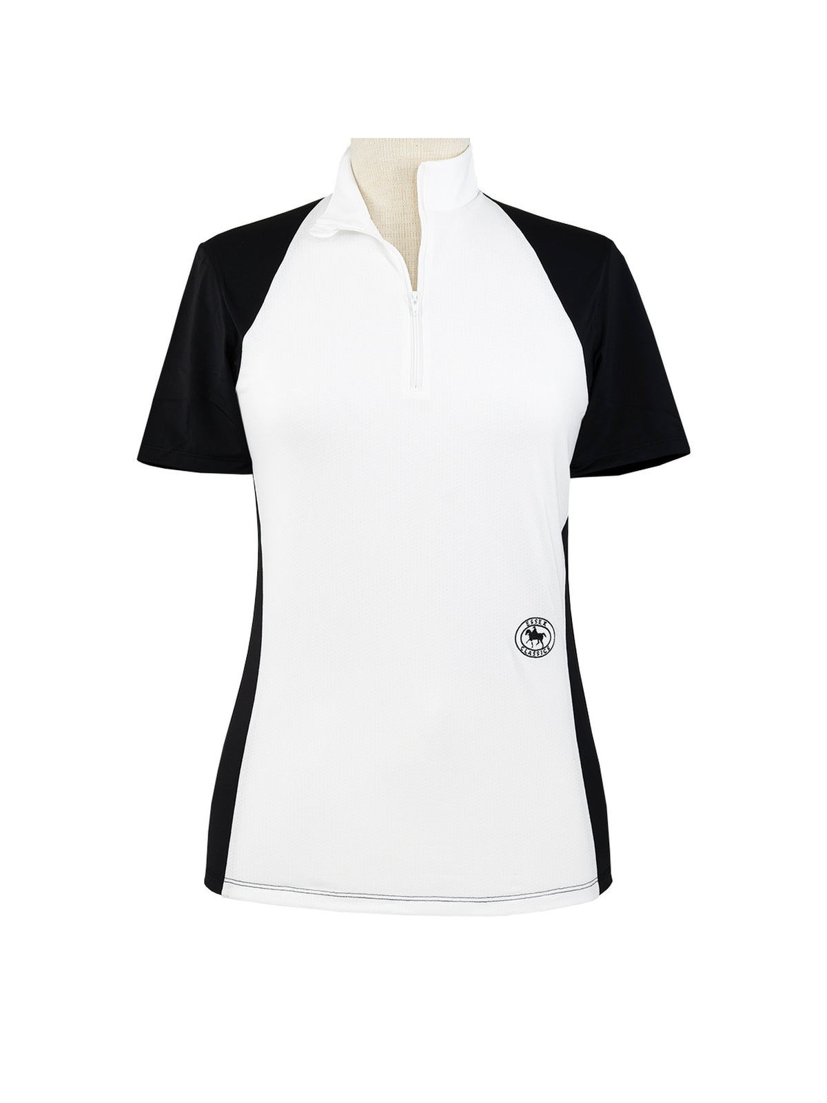 Ladies "Claire" Zip Collar Short Sleeve Show Shirt - Black
