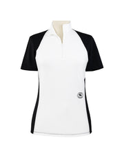 Ladies "Claire" Zip Collar Short Sleeve Show Shirt - Black