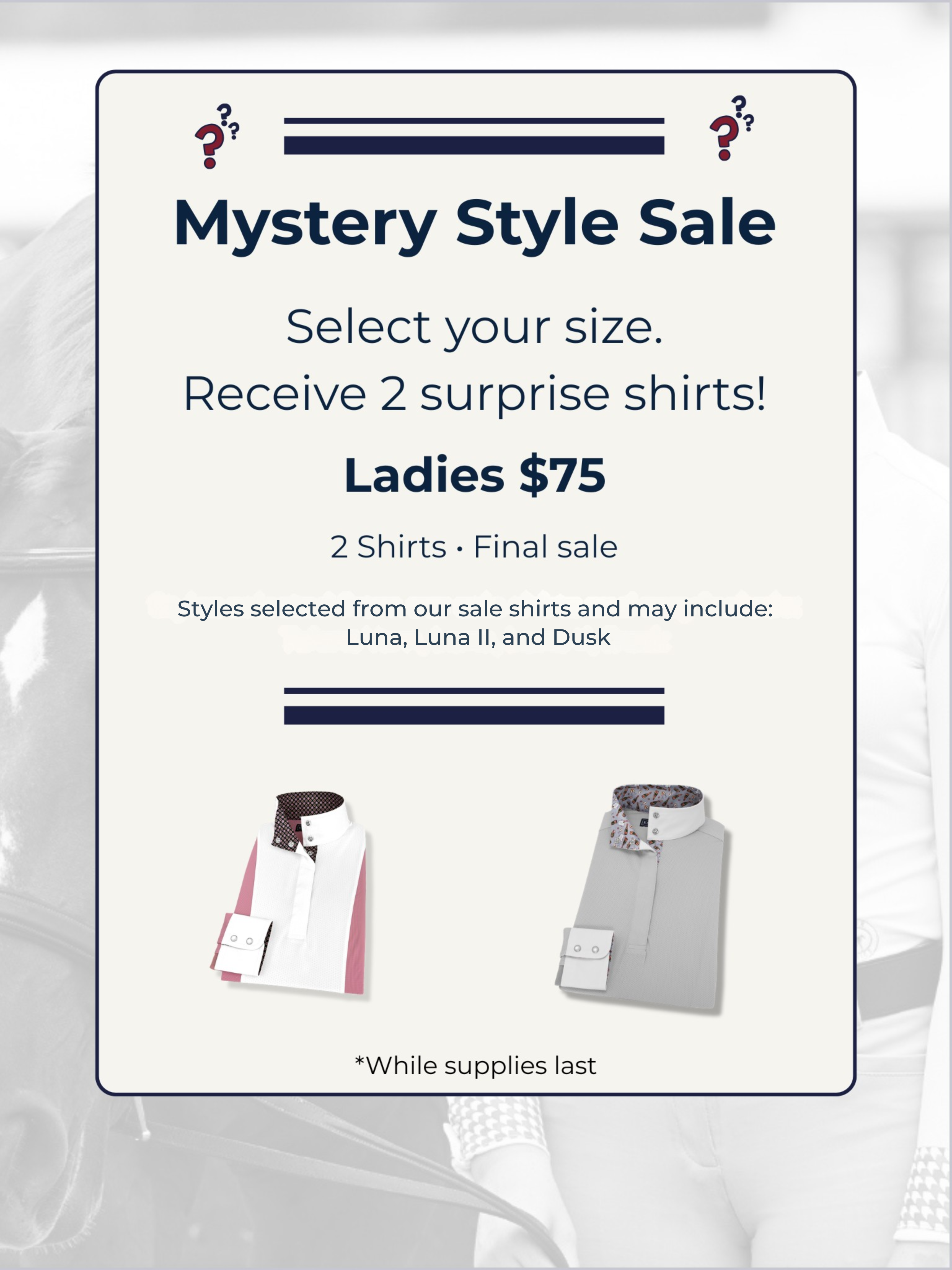 Ladies Show Shirt Mystery Style Sale