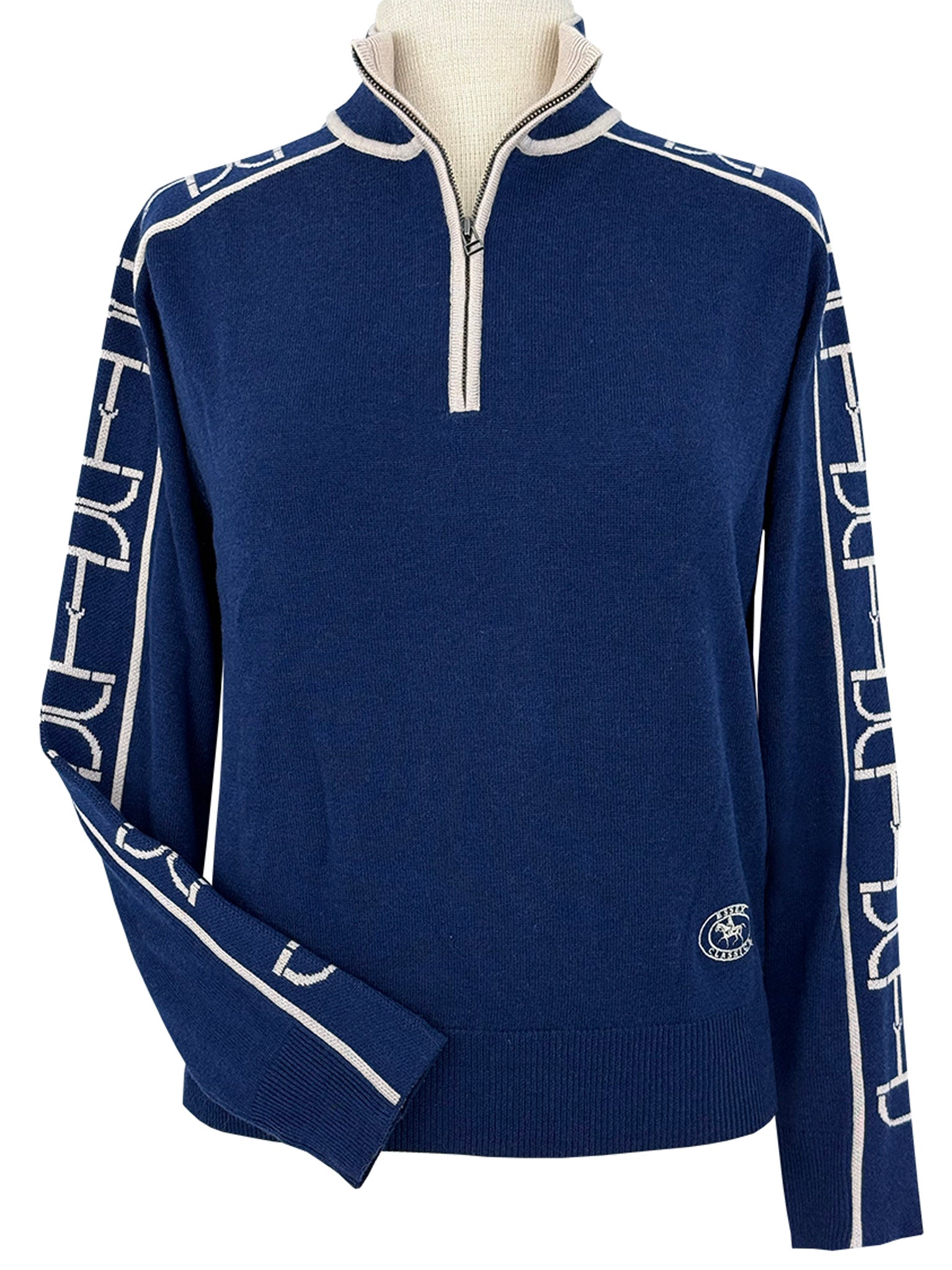 Polished Bit Quarter Zip Sweater - Navy
