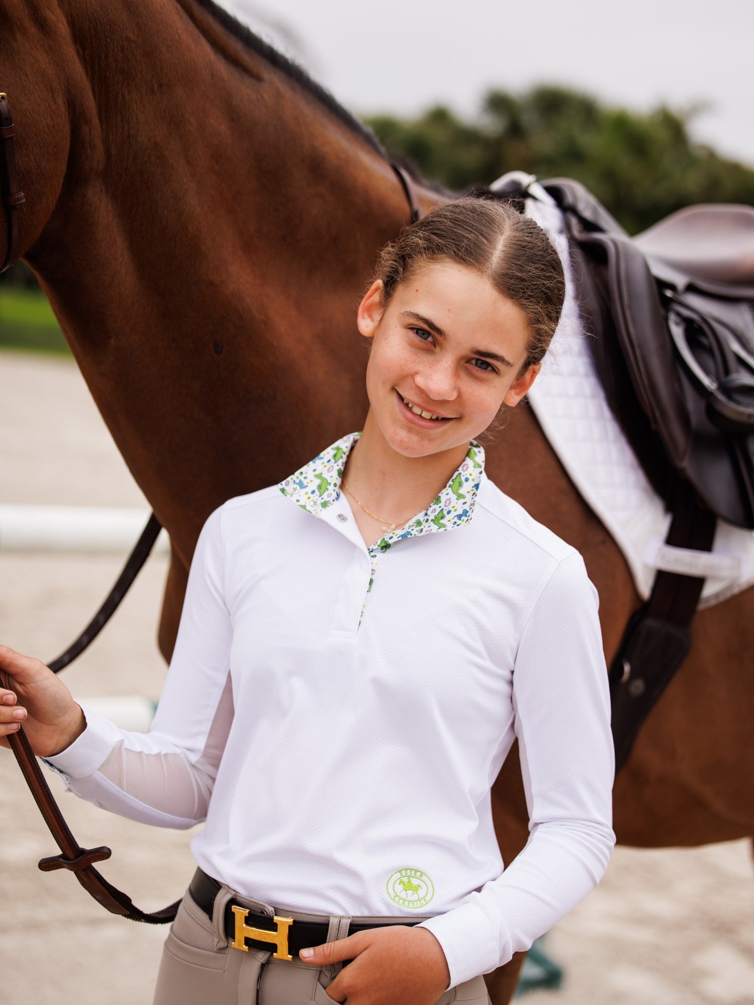 Dino World Girls Talent Yarn Straight Collar Long Sleeve Show Shirt