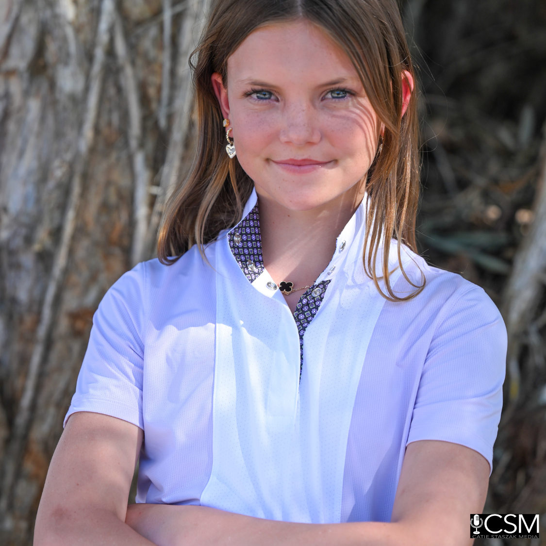 Girls "Luna II" Lilac Short Sleeve Performance Show Shirt