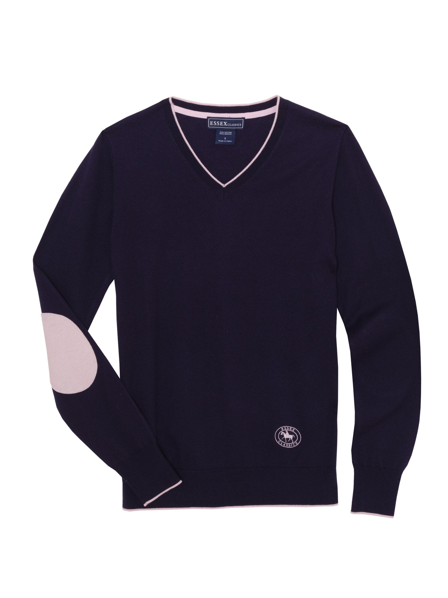 Navy with Pink Trey V-Neck Sweater