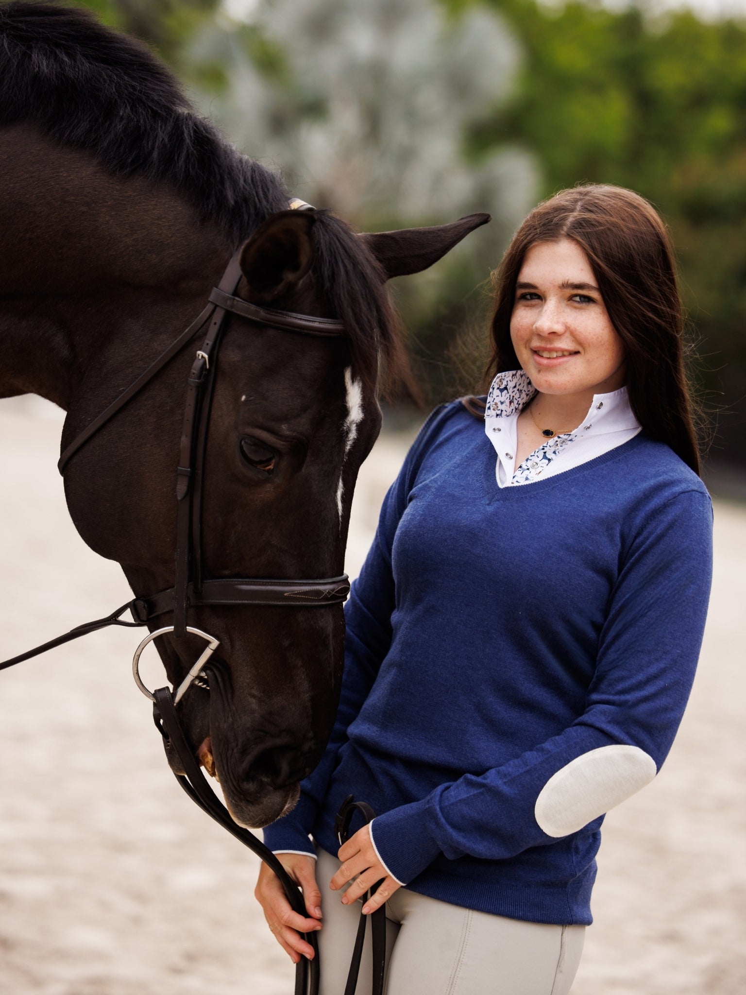 Navy with Ivory Trey V-Neck Sweater
