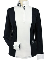 Girls "Luna II" Black with Cows Long Sleeve Performance Show Shirt
