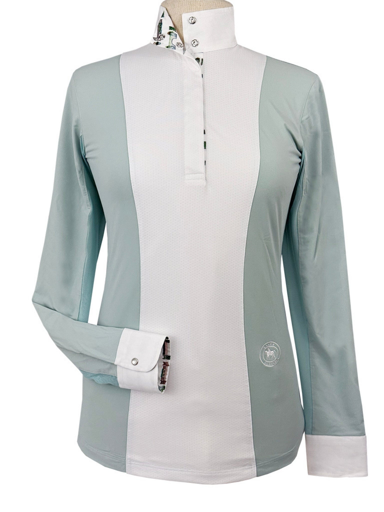 Girls "Luna II" Seafoam with Hunter Derby Long Sleeve Performance Show Shirt