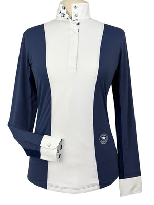 Girls "Luna II" Marine Blue with Golf Carts Long Sleeve Performance Show Shirt