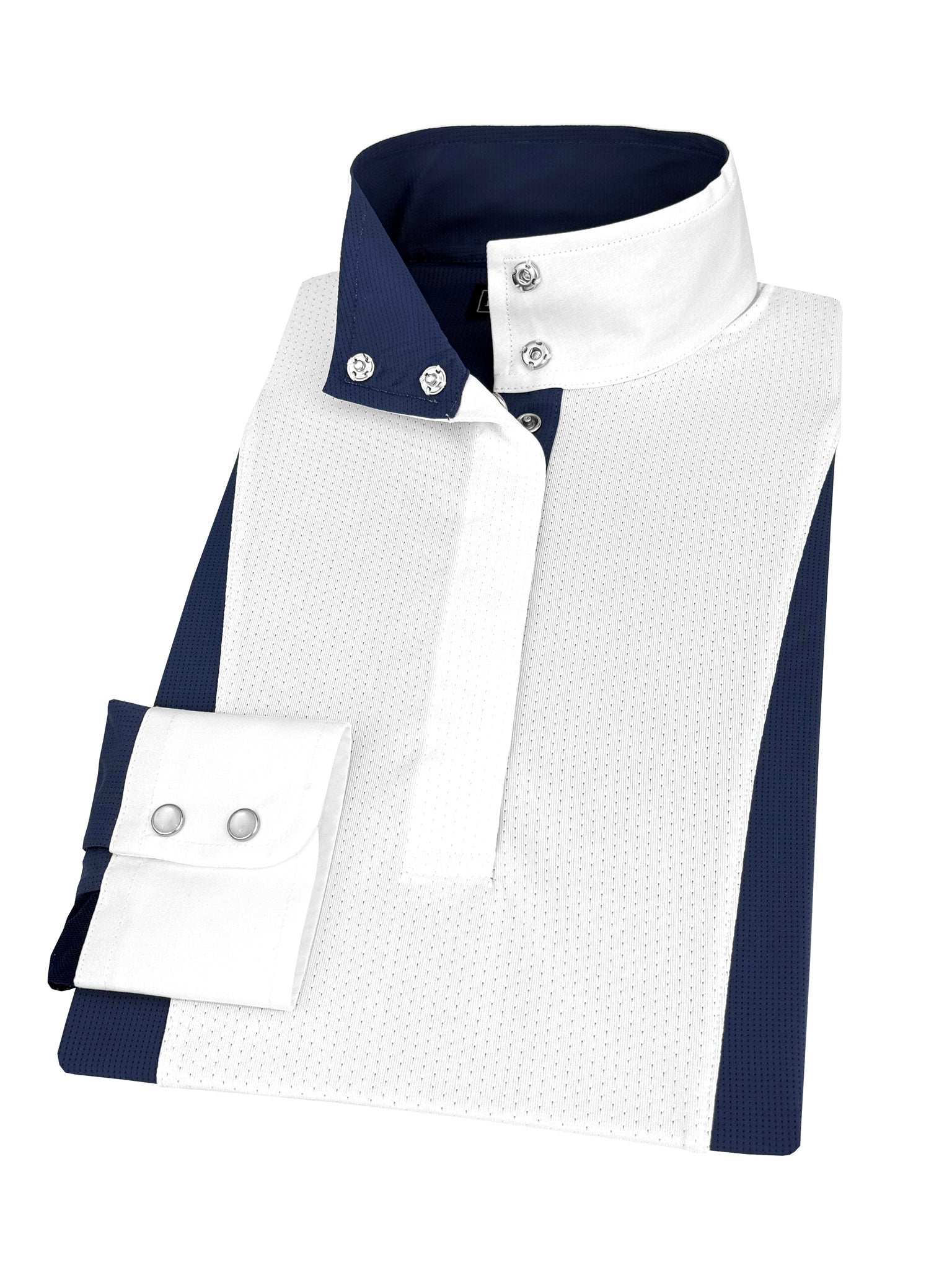 Girls "Luna II" Marine Blue Self-Trim Long Sleeve Performance Show Shirt