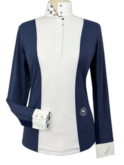 Ladies "Luna II" Marine Blue with Golf Carts Long Sleeve Performance Show Shirt