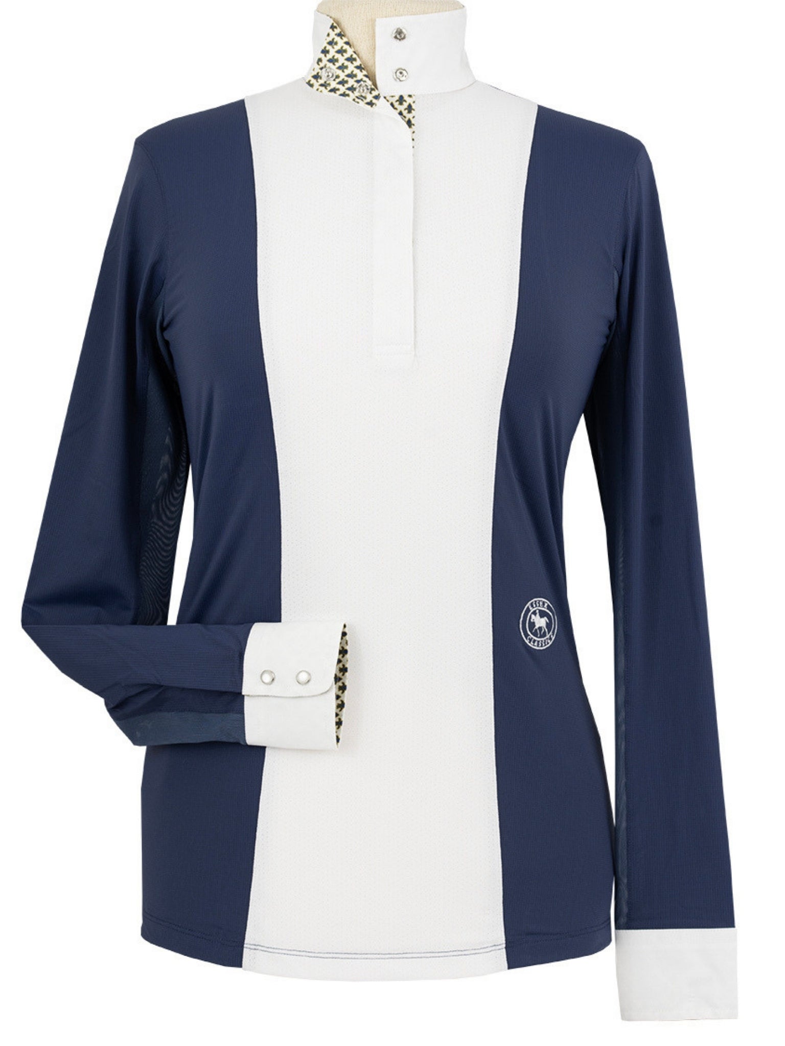 Ladies "Luna II" Marine Blue with Royal Hack Long Sleeve Performance Show Shirt