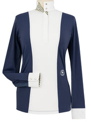 Ladies "Luna II" Marine Blue with Royal Hack Long Sleeve Performance Show Shirt