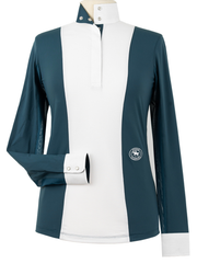Ladies "Luna II"Teal Self-Trim Long Sleeve Performance Show Shirt