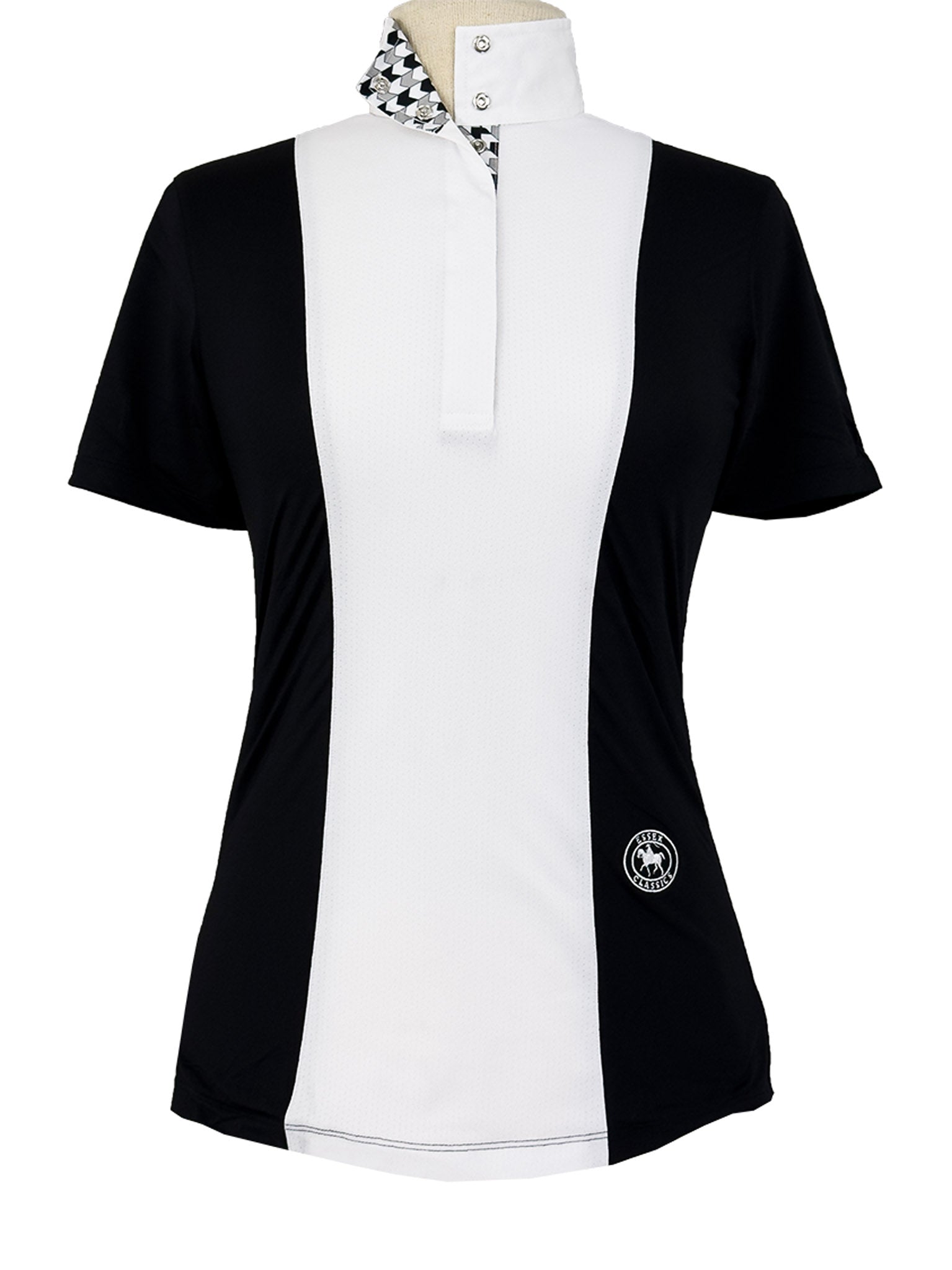 Ladies "Luna II" Black with Geometric Short Sleeve Performance Show Shirt