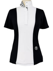 Ladies "Luna II" Black with Geometric Short Sleeve Performance Show Shirt