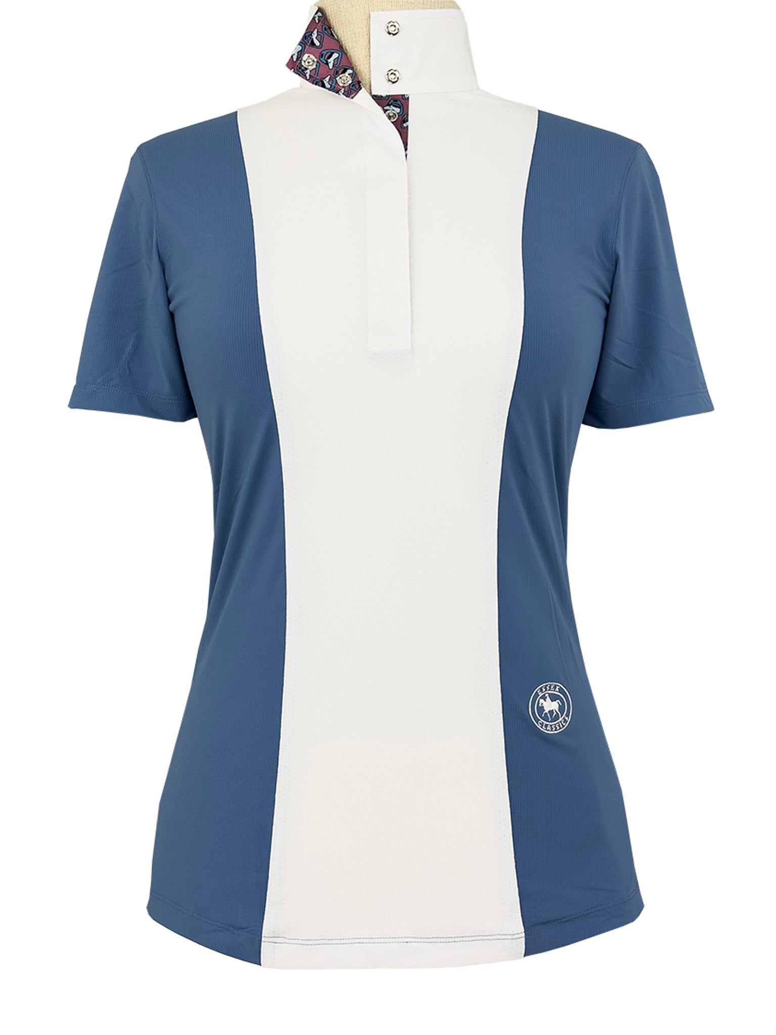 Ladies "Luna II" Blue Stirrup Talk Short Sleeve Performance Show Shirt