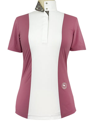Girls "Luna II" Dark Pink Gallop Garden Short Sleeve Performance Show Shirt
