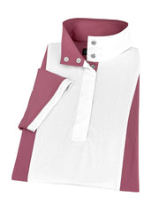 Girls "Luna II" Dark Pink Self-Trim Short Sleeve Performance Show Shirt