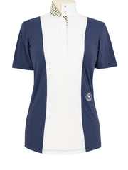 Ladies "Luna II" Marine Blue with Royal Hack Short Sleeve Performance Show Shirt
