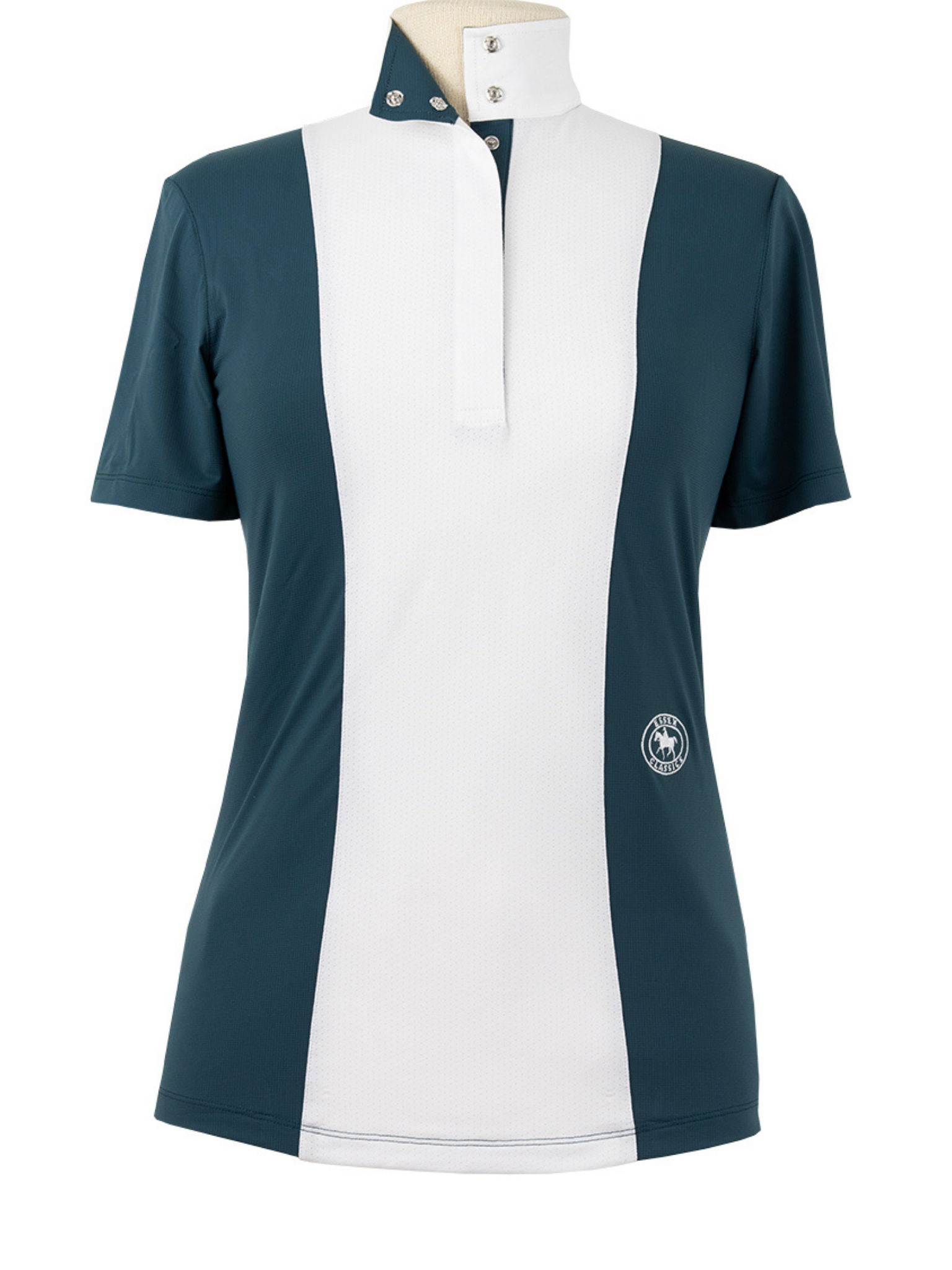 Ladies "Luna II" Teal Self-Trim Short Sleeve Performance Show Shirt