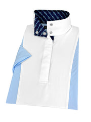 Ladies "Luna II" Light Blue Short Sleeve Performance Show Shirt with Stirrups Trim