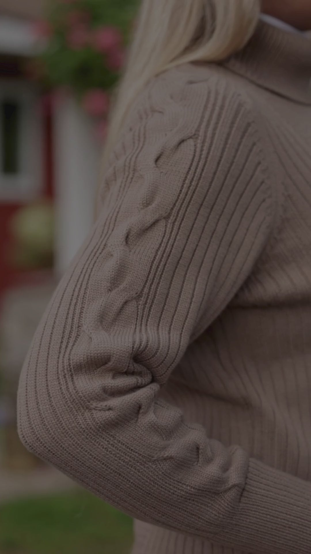 Load video: Laced Rein Cable Knit Sweater - Charcoal