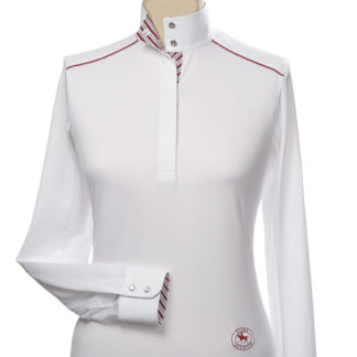 Positano Ladies Talent Yarn Straight Collar Show Shirt With Shoulder Piping