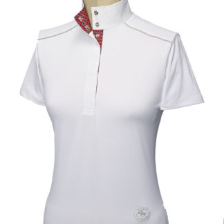 Figaro Ladies Talent Yarn Straight Collar Show Shirt With Shoulder Piping