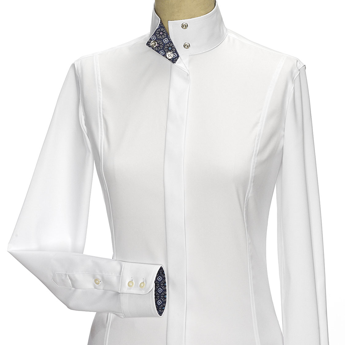 Women's Mandarin Collar White Shirt