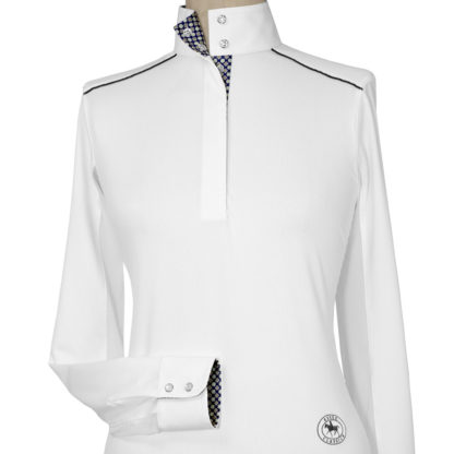 Fiore Ladies Talent Yarn Straight Collar Show Shirt With Shoulder Piping