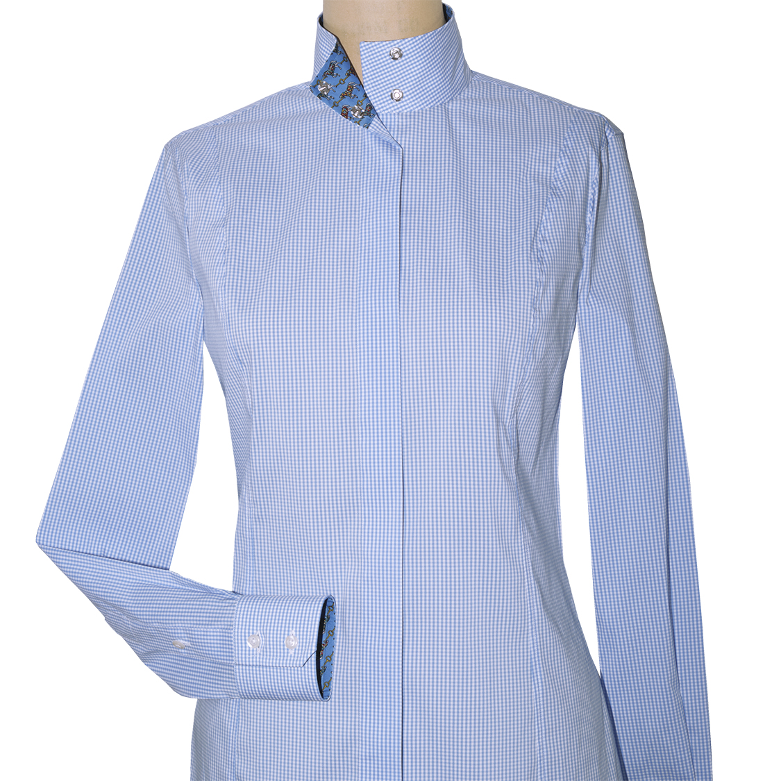 Isabel Blue Gingham Cheval Ladies Fitted Straight Collar Show Shirt ...