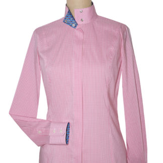 Isabel Pink Gingham Owl Ladies Fitted Straight Collar Show Shirt