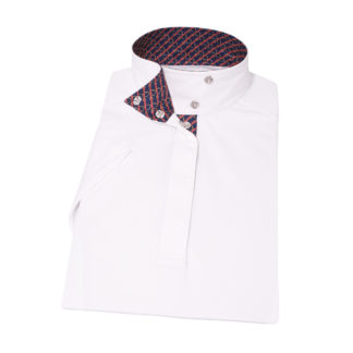 Stirrups & Leathers Ladies Talent Yarn Wrap Collar Short Sleeve Show Shirt