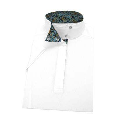 Rosettes Ladies Talent Yarn Wrap Collar Short Sleeve Show Shirt
