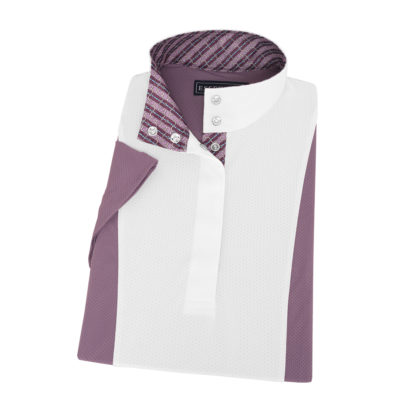 Purple Short Sleeve Luna Hunter Show Shirt with Spur Trim