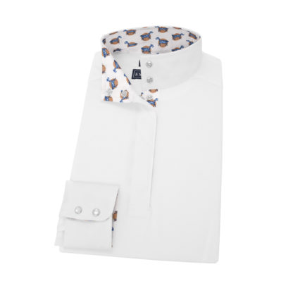 Ladies White Show Shirt with Clothes Horse Trim