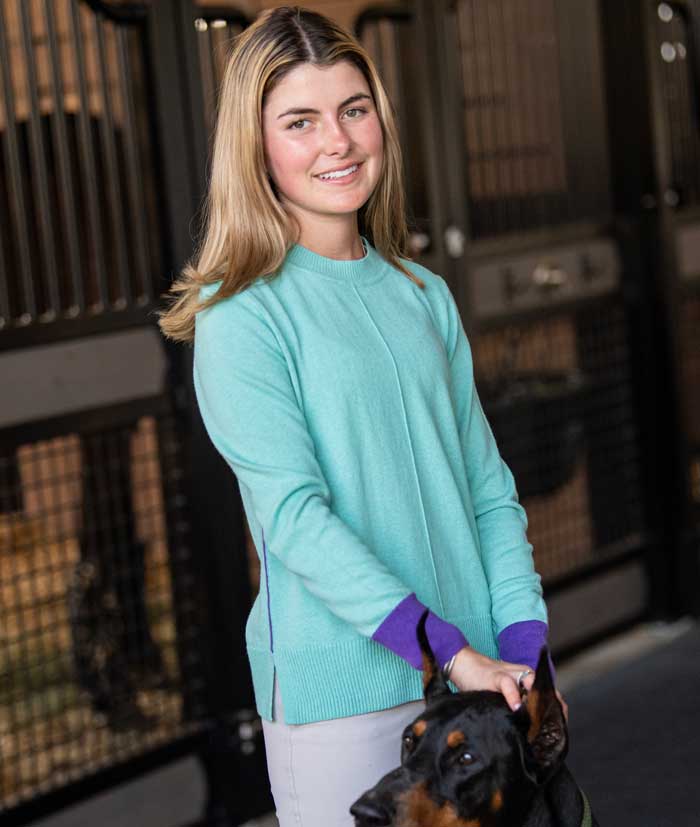 Baylee in Teal Crew Neck Sweater