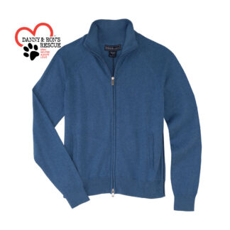 Blue Allie Cardigan with Danny and Ron's Rescue logo on left sleeve
