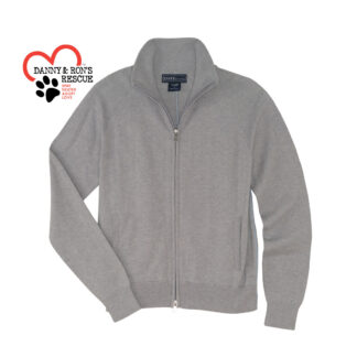 Grey Allie Cardigan with Danny and Ron's Rescue logo on left sleeve