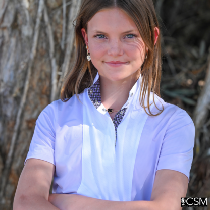 Girls "Luna II" Lilac Short Sleeve Performance Show Shirt - Image 3