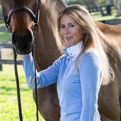 Light Blue with Grey Trey V-Neck Sweater - Image 2
