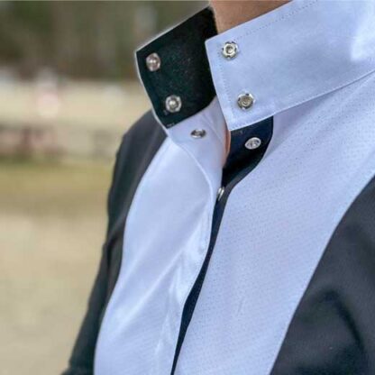 Girls "Luna II" Black Self Trim Short Sleeve Performance Show Shirt - Image 2