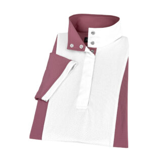 Ladies Dark Pink Self Trim Short Sleeve Luna II Performance Show Shirt