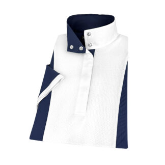 Ladies Navy Self Trim Short Sleeve Luna II Performance Show Shirt